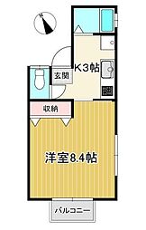 ハイツサザンカ 1Kの間取図画像