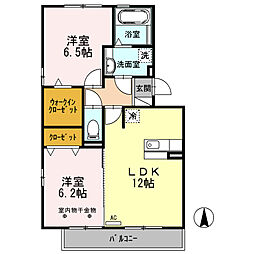 ウィスタリア 2LDKの間取図画像