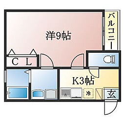 クレフラスト静岡大前 1Kの間取図画像