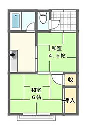 三方原グリーンハイツB 2Kの間取図画像