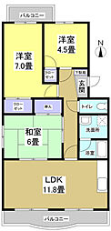 メゾンクレール 3LDKの間取図画像