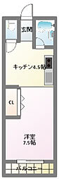 グランドハイツ2 1Kの間取図画像
