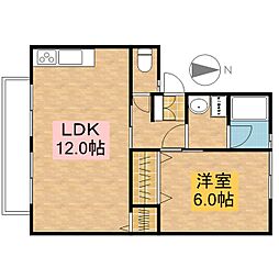 Y・Kコーポ2 1LDKの間取図画像