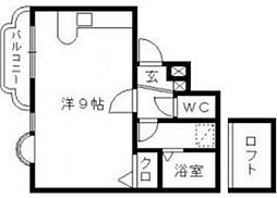レリブ野口 ワンルームの間取図画像