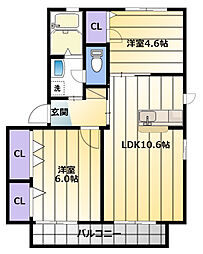 メゾンド・グレース1 2LDKの間取図画像