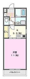 フランネル 1Kの間取図画像