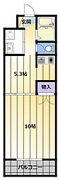 ガーデンプレイスヴィラA 1DKの間取図画像