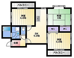 坂本マンション 3DKの間取図画像