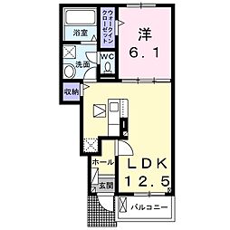 クレリア西伊場 1LDKの間取図画像
