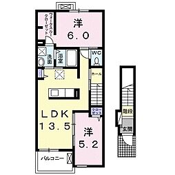 ケーズハーモニー1 2LDKの間取図画像