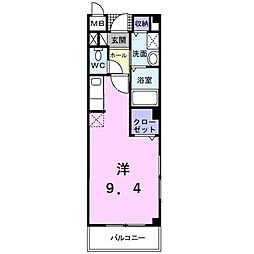リヴェール ワンルームの間取図画像
