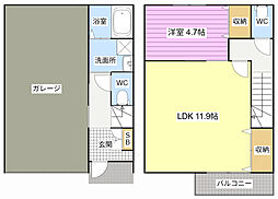 La vie ガレージ舞阪 1LDKの間取図画像