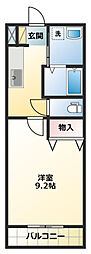 ビアンヌール八幡駅 1Kの間取図画像