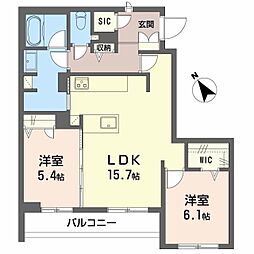 クラウンレジデンスII 2LDKの間取図画像