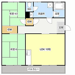 川原マンション 2LDKの間取図画像
