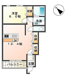 フェリーチェK・S・K 1LDKの間取図画像