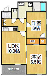 ＮＳビル 2階2LDKの間取り