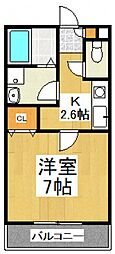 Une brise 1階1Kの間取り