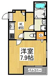 ベルシティ下井草 1Kの間取図画像