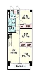 朝日プラザ八乙女ロイヤルクレスト 3LDKの間取図画像