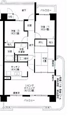 コーシャハイツ中加賀屋 2階3LDKの間取り