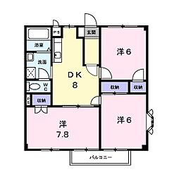シャンパーニュ1番館 3DKの間取図画像
