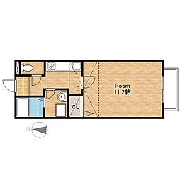 JR北陸本線 長浜駅 徒歩10分の賃貸アパート 2階1Kの間取り