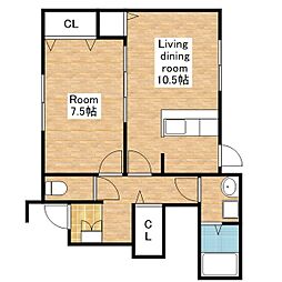 JR北陸本線 長浜駅 徒歩32分の賃貸アパート 1階1LDKの間取り