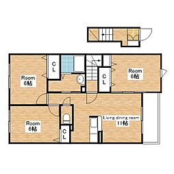 JR北陸本線 長浜駅 3.6kmの賃貸アパート 2階3LDKの間取り