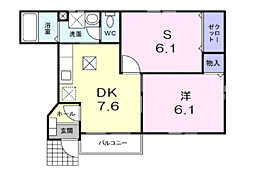 エフインフィニート 1階1SDKの間取り