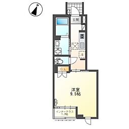 VALENTE  SAZANAMI  (ヴァレンテ サザナミ 1Kの間取図画像