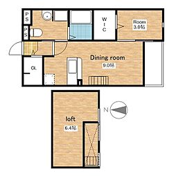 JR北陸本線 長浜駅 徒歩33分の賃貸アパート 2階1DKの間取り
