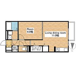 JR北陸本線 坂田駅 徒歩25分の賃貸アパート 1階1LDKの間取り