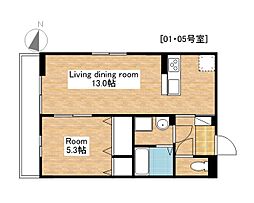 JR北陸本線 長浜駅 徒歩31分の賃貸アパート 3階1LDKの間取り