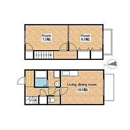 JR北陸本線 木ノ本駅 徒歩22分の賃貸テラスハウス 1階2LDKの間取り