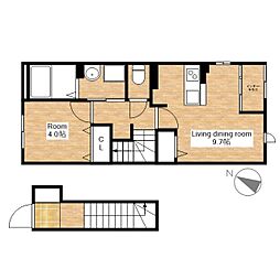 長浜市室町アパート 1LDKの間取図画像