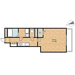 JR東海道・山陽本線 米原駅 徒歩9分の賃貸アパート 1階1Kの間取り