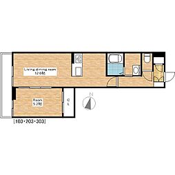 JR北陸本線 長浜駅 徒歩36分の賃貸マンション 1階1LDKの間取り