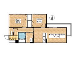 JR東海道・山陽本線 米原駅 徒歩9分の賃貸マンション 3階2LDKの間取り