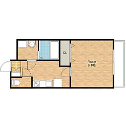 JR北陸本線 田村駅 3.2kmの賃貸マンション 1階1Kの間取り