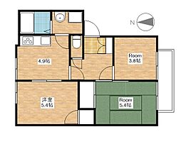 JR北陸本線 長浜駅 徒歩5分の賃貸アパート 1階3DKの間取り