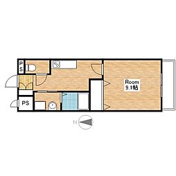 JR北陸本線 長浜駅 徒歩23分の賃貸マンション 1階1Kの間取り