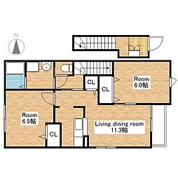 JR北陸本線 長浜駅 3.3kmの賃貸アパート 2階2LDKの間取り