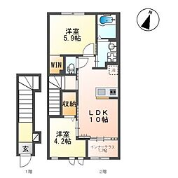 ラピスラズリ 2階2LDKの間取り
