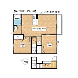 JR北陸本線 長浜駅 徒歩28分の賃貸アパート 2階2LDKの間取り