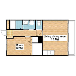 フローラルコート 2階1LDKの間取り