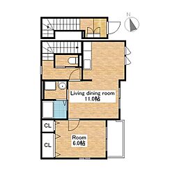 JR東海道・山陽本線 米原駅 徒歩7分の賃貸アパート 2階1LDKの間取り
