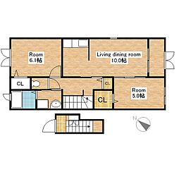 ボンヌ・ジュルネ 2LDKの間取図画像