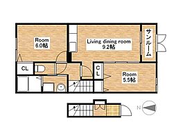 ラポール 2LDKの間取図画像