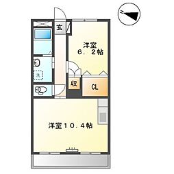 フローラルコート 1LDKの間取図画像